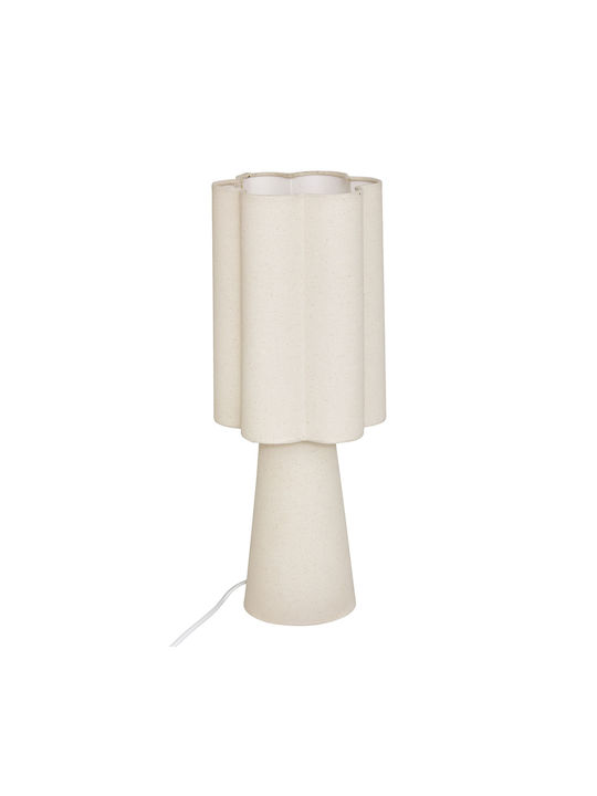 Atmosphera Stoff Tischlampe mit Weißem Hut und Basis