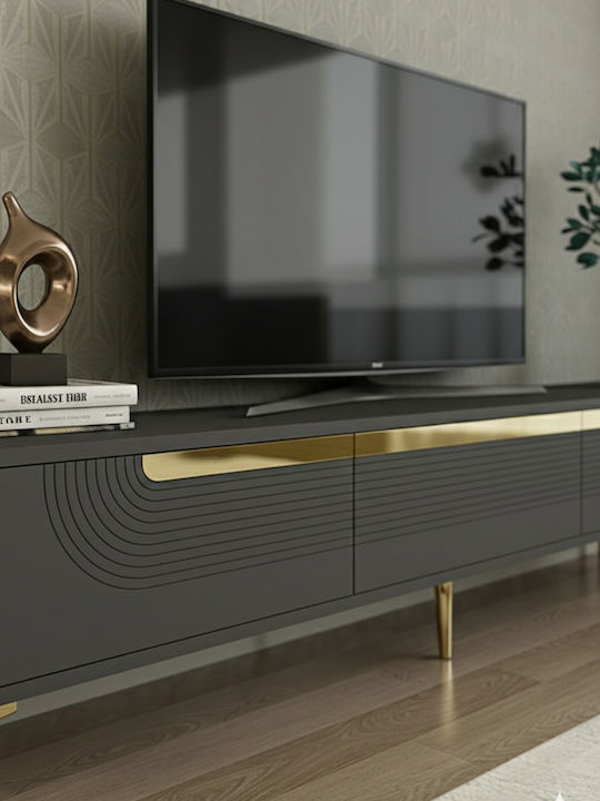 TV Stand Made of Wood and Glass Gold M180xD30xH41cm