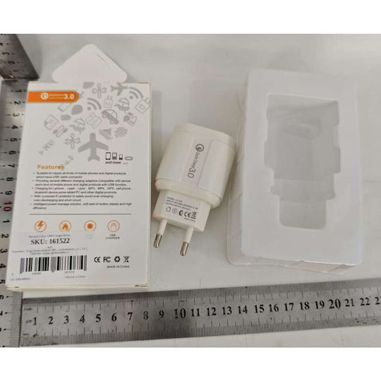 Alista Home Incarcator Fara Cablu cu 3 Porturi USB-A 18W Quick Charge 3.0 Alb (161522)