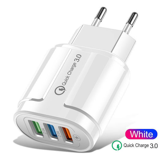 Alista Home Incarcator Fara Cablu cu 3 Porturi USB-A 18W Quick Charge 3.0 Alb (161522)