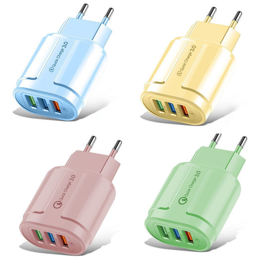 Alista Home Incarcator Fără Cablu cu 3 Porturi USB-A 18W Quick Charge 3.0 Albastru (161526)