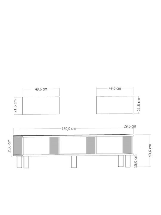 SteweHome TV-Ständer Mehrfarbig M150xP30xH41cm