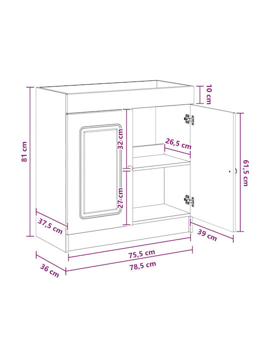 Sink Cabinet Sonoma Oak 78.5x37.5x81cm