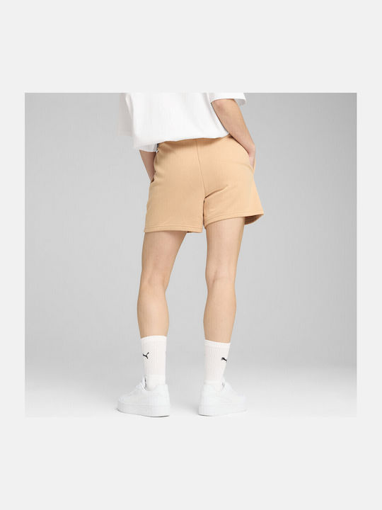 Women's Terry High-waisted Sporty Shorts Brown