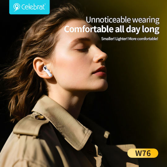 Celebrat W76 Ohrstöpsel Bluetooth Kopfhörer mit Ladekoffer Weiße