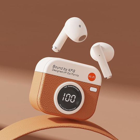 Leewello Q86 Earbud Bluetooth Handsfree Headphones with Charging Case Beige