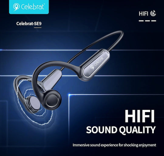 Celebrat SE9 Bone Conduction Bluetooth Handsfree Ακουστικά με Αντοχή στον Ιδρώτα Μαύρα