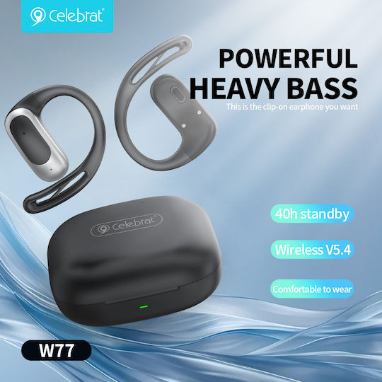 Celebrat W77 Offenes Ohr Bluetooth Kopfhörer mit Ladekoffer Schwarze