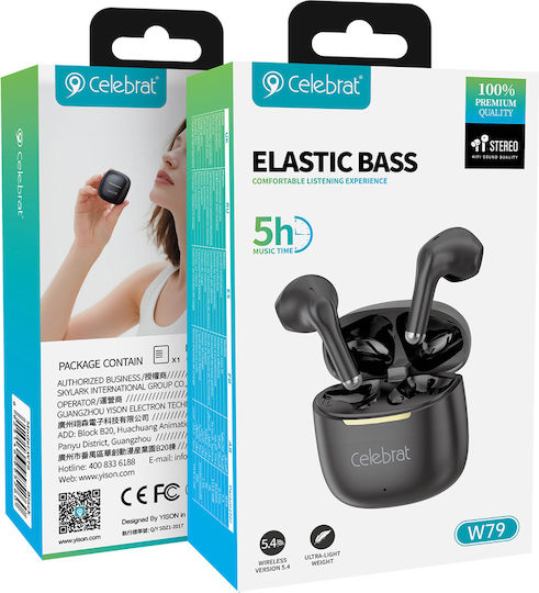 Celebrat W79 Earbud Bluetooth Handsfree Headphones with Charging Case Black