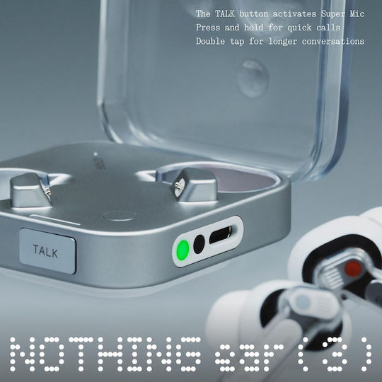 Nothing ear (3) In-ear Bluetooth Handsfree Earphones with Sweat Resistance and Charging Case White