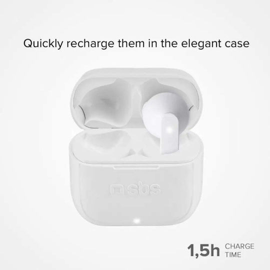 SBS Air Free Earbud Bluetooth Handsfree Ακουστικά με Θήκη Φόρτισης Λευκά