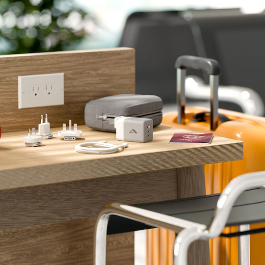 Alogic GaN Charger with USB-A Port and 2 USB-C Ports and USB-C - USB-C Cable 67W White