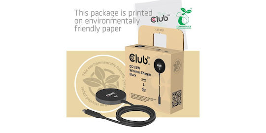 Club3D Wireless Charger Qi Pad 25W Power Delivery Black