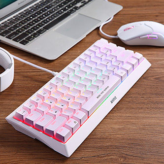 Marvo 61R Гейминг Механична Клавиатура 60% с Custom Red Суичове и RGB Осветление (Английски US) Бяла
