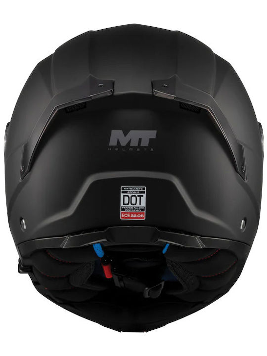 MT Atom 2 Pure A1 Schwarzes Matt Motorradhelm Flip-Up DOT / ECE 22.06 Gewicht (+/-50 gr) mit Sunvisor