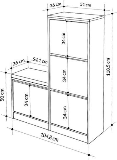Holz Schuhorganisator Dude 104.8x26x118.5cm