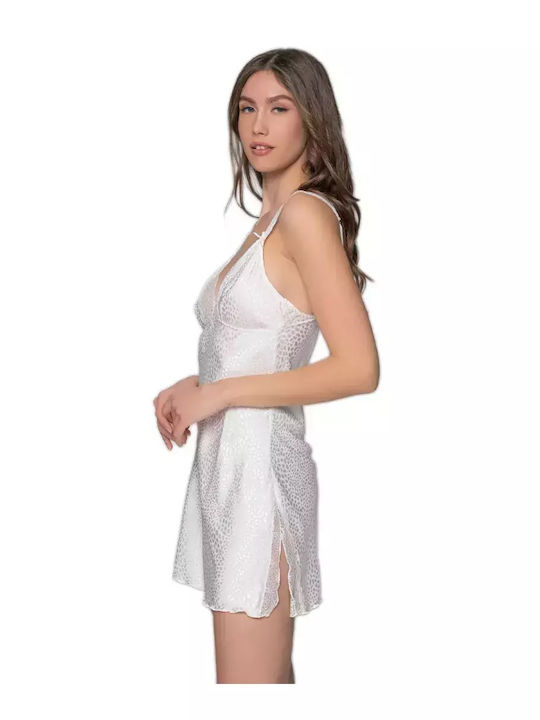 Milena by Paris Καλοκαιρινό Σατέν Νυφικό Γυναικείο Νυχτικό με String Ιβουάρ