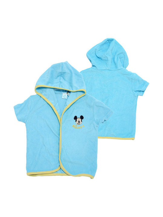 Disney Baby Bathrobe Hooded Mickey Mouse Light Blue