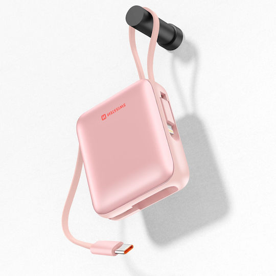 Swissten Power Bank 10000mAh 20W με Θύρα USB-C Ροζ