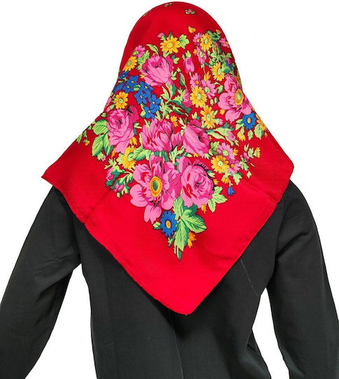 Traditional Thrace Headscarf Multicolor Floral 90x90cm Mark196 Burgundy