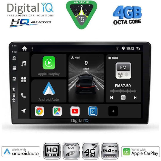Digital IQ Car Audio System for Toyota Highlander 2014-2019 Bluetooth USB WiFi GPS Apple CarPlay Android Auto with 10" Touch Screen