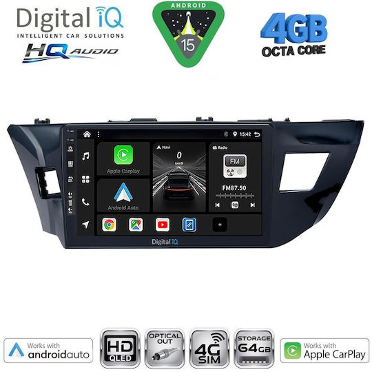 Digital IQ Ηχοσύστημα Αυτοκινήτου για Toyota Corolla 2013-2016 (Bluetooth/USB/WiFi/GPS/Apple-Carplay/Android-Auto) με Οθόνη Αφής 10"