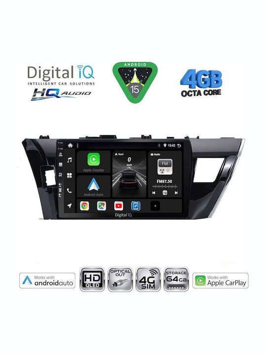 Digital IQ Car Audio System for Toyota Corolla 2013-2016 (Bluetooth/USB/WiFi/GPS/Apple CarPlay/Android Auto) with 10" Touch Screen