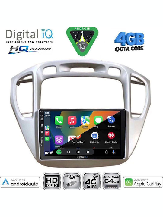 Digital IQ Автомобилна Аудио Система За Toyota Highlander 2002-2009 Bluetooth USB Вграден Wi-Fi GPS Apple CarPlay Android Auto С Touch Screen 9"