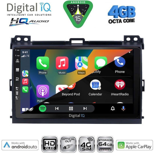 Digital IQ Ηχοσύστημα Αυτοκινήτου για Toyota Land Cruiser 2002-2008 (Bluetooth/USB/WiFi/GPS/Apple-Carplay/Android-Auto) με Οθόνη Αφής 9"