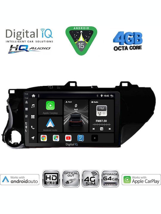 Digital IQ Car Audio System for Toyota Hilux 2005-2016 with A/C Bluetooth USB WiFi GPS Apple CarPlay Android Auto with 9" Touch Screen