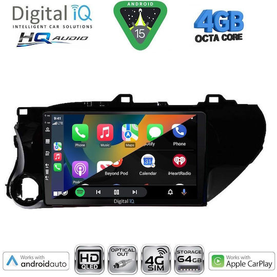Digital IQ Car Audio System for Toyota Hilux 2017 Bluetooth USB WiFi GPS Apple CarPlay Android Auto with 10" Touch Screen