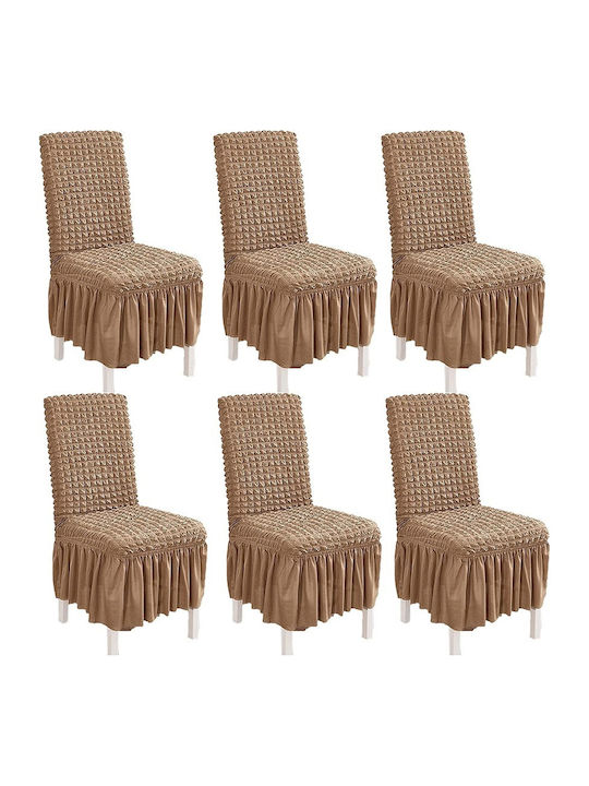Rebeka Home Elastische Abdeckungen Für Stuhl Braun 6Stücke