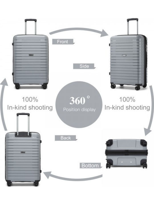 Miss Lulu Large Hard Travel Suitcase Grey Height 75cm