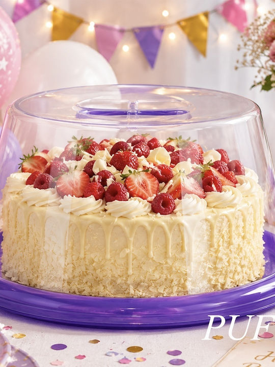Plastic Cake Stand with Transparent Lid 30x30cm