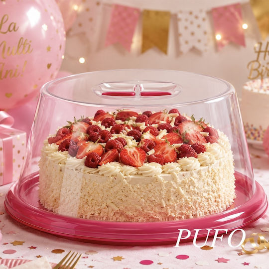 Plastic Cake Stand with Transparent Lid 30x30cm