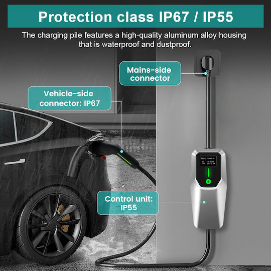 Junsun Tragbarer Einphasiger Elektroauto-Ladestation 3,5 kW mit Integriertem Kabel Typ 2