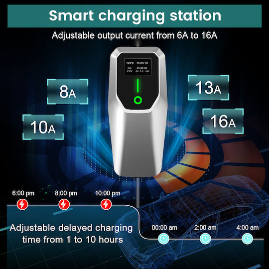Junsun Tragbarer Einphasiger Elektroauto-Ladestation 3,5 kW mit Integriertem Kabel Typ 2