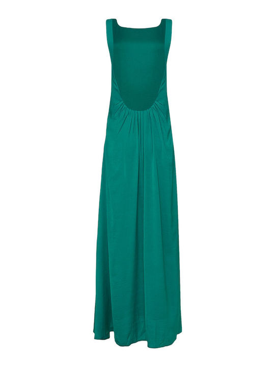 Καλοκαιρινό Maxi Φόρεμα για Γάμο / Βάπτιση Σατέν Emerald