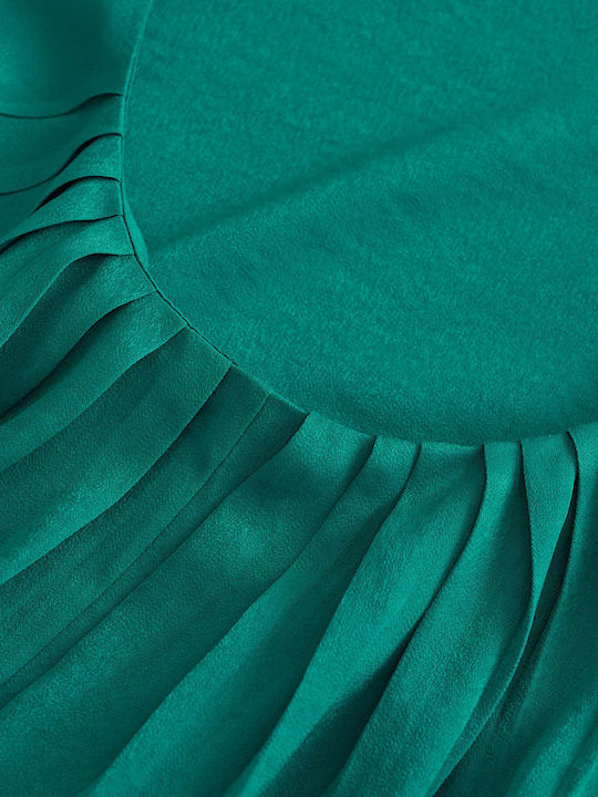 Καλοκαιρινό Maxi Φόρεμα για Γάμο / Βάπτιση Σατέν Emerald
