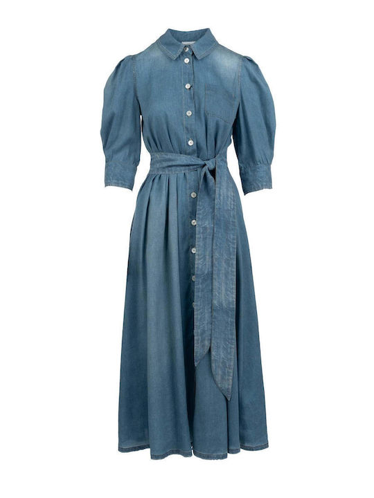 Rochii De Vară Pentru Femei Midi Rochie-Cămașă Denim Albastru