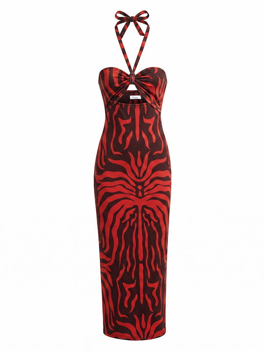Summer Midi Evening Dress Multicolour Print