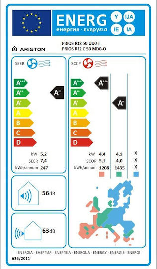 Ariston Prios Mudo Климатик Inverter 18000 BTU A++/A+