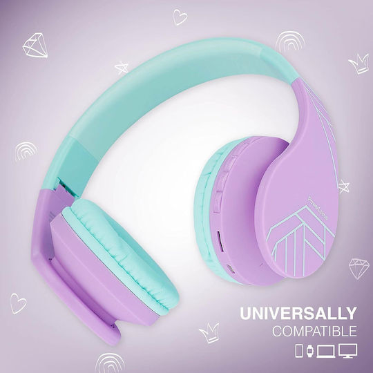 PowerLocus P1 Line Безжични / Жични Over Ear Слушалки с 9 часа Работа Green / Purple