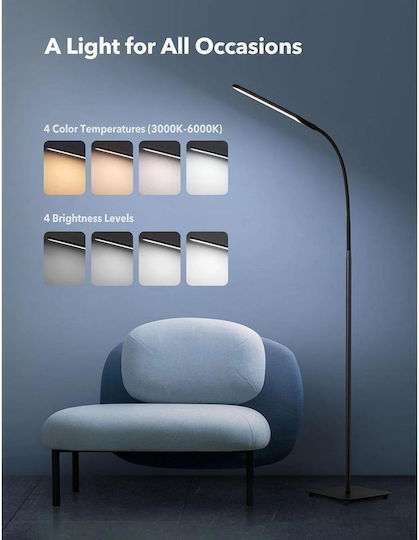 TaoTronics Lampadar LED Înălțime 173 cm cu Lumină Albă Reglabilă 550 lm Negru