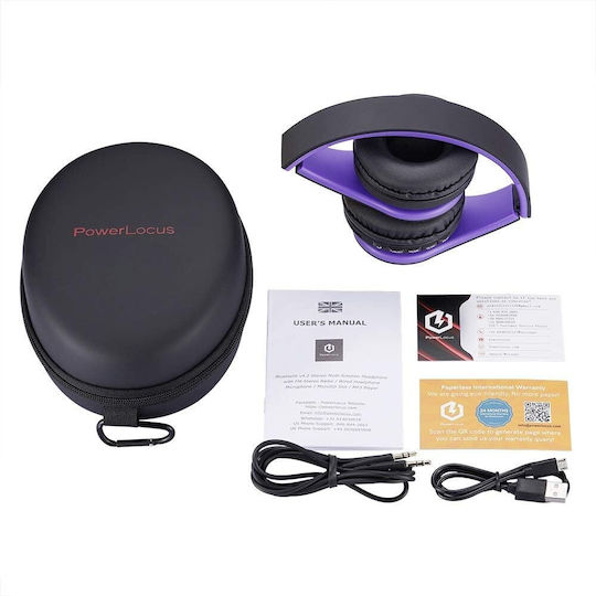 PowerLocus Căști Audio Wireless Cu Fir Over Ear Cu Radio Cu 15 Ore Autonomie Violet