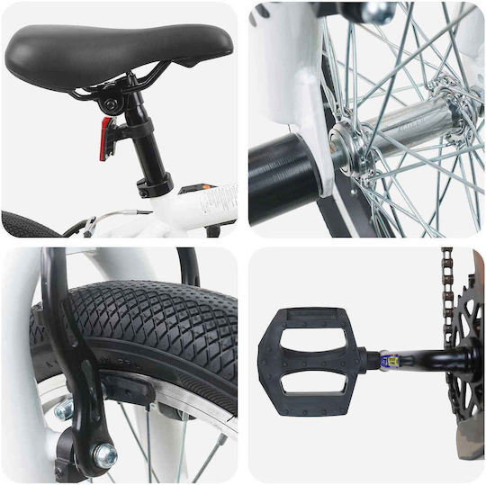 vidaXL Bicicletă Copii BMX Albă 20"