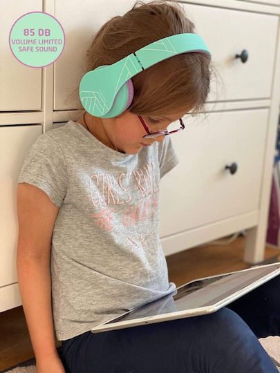 PowerLocus P2 Kids Ασύρματα / Ενσύρματα Παιδικά Over Ear Ακουστικά με Ραδιόφωνο Βιολετί / Πράσινο