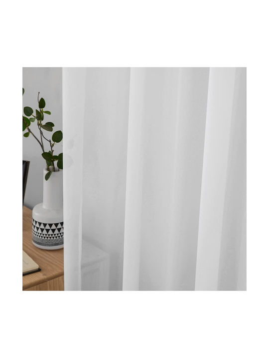 Miulee Σετ Κουρτίνες με Τούνελ Λευκές 140x260εκ.