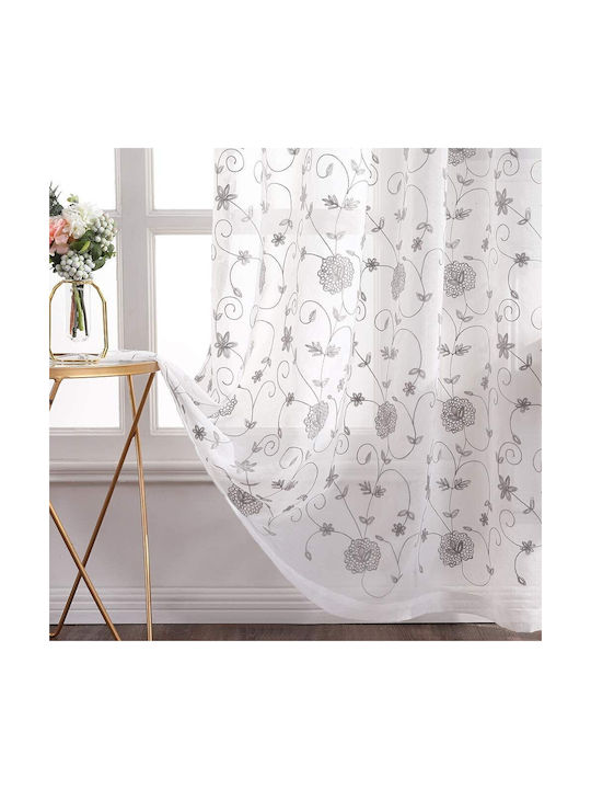 Miulee Κουρτίνα Παραθύρου με Τρουκς Gray 140x175εκ.