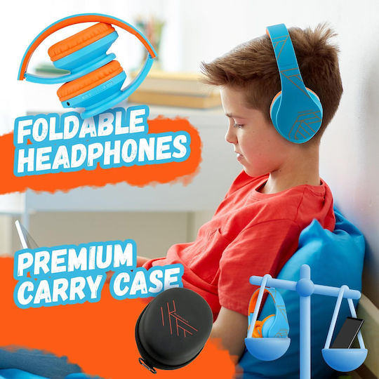 PowerLocus P2 Kids Ασύρματα / Ενσύρματα Παιδικά Over Ear Ακουστικά με Ραδιόφωνο με 20 ώρες Λειτουργίας Γαλάζια